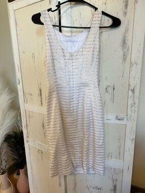 Lilly Pulitzer White Dress with Gold Metallic Stripes